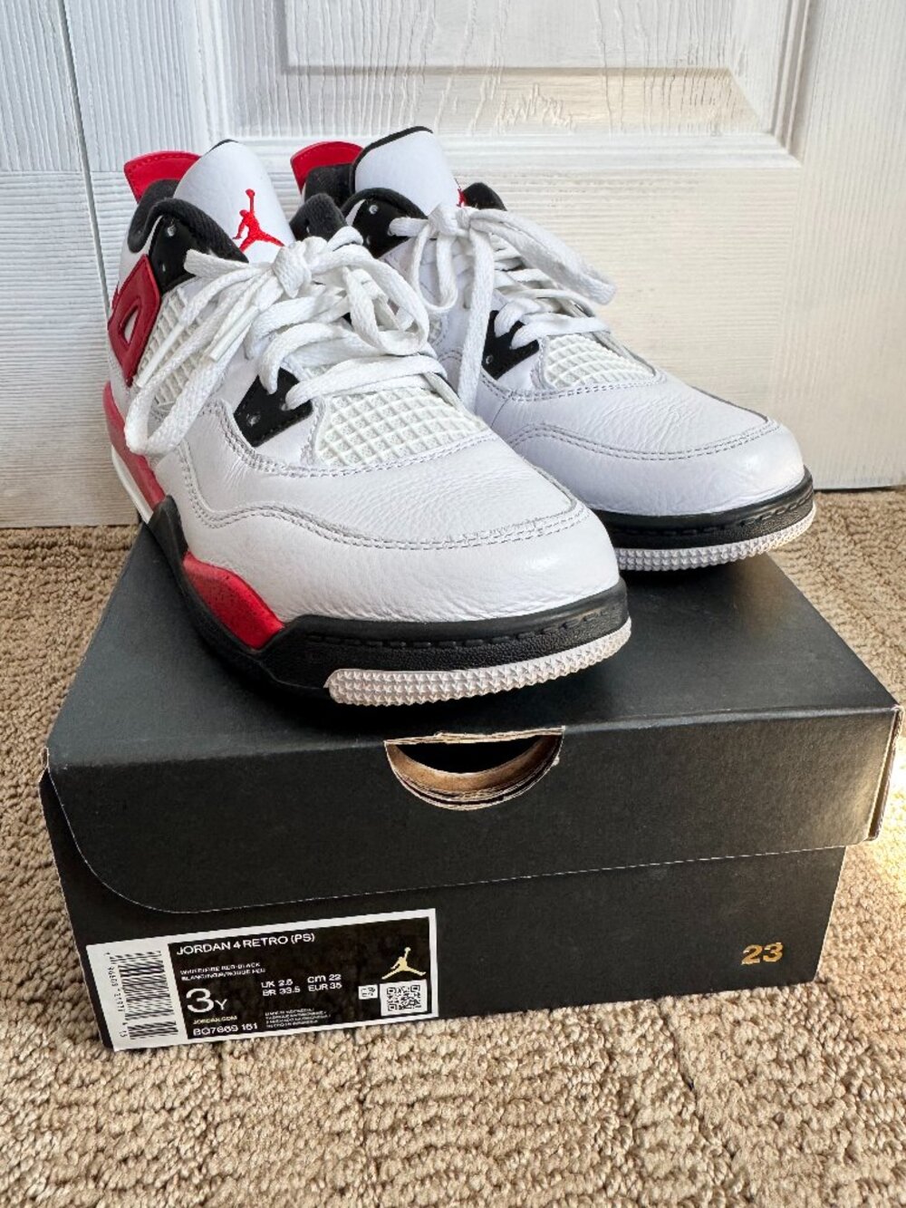 Air Jordan 4 Retro Red Cement kids with box